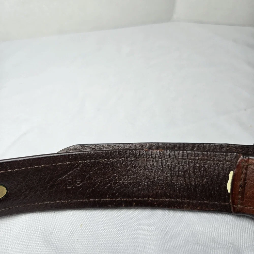 Polo Ralph Lauren Belt Mens 40 Brown Genuine Leather Brass Buckle Dress Logo